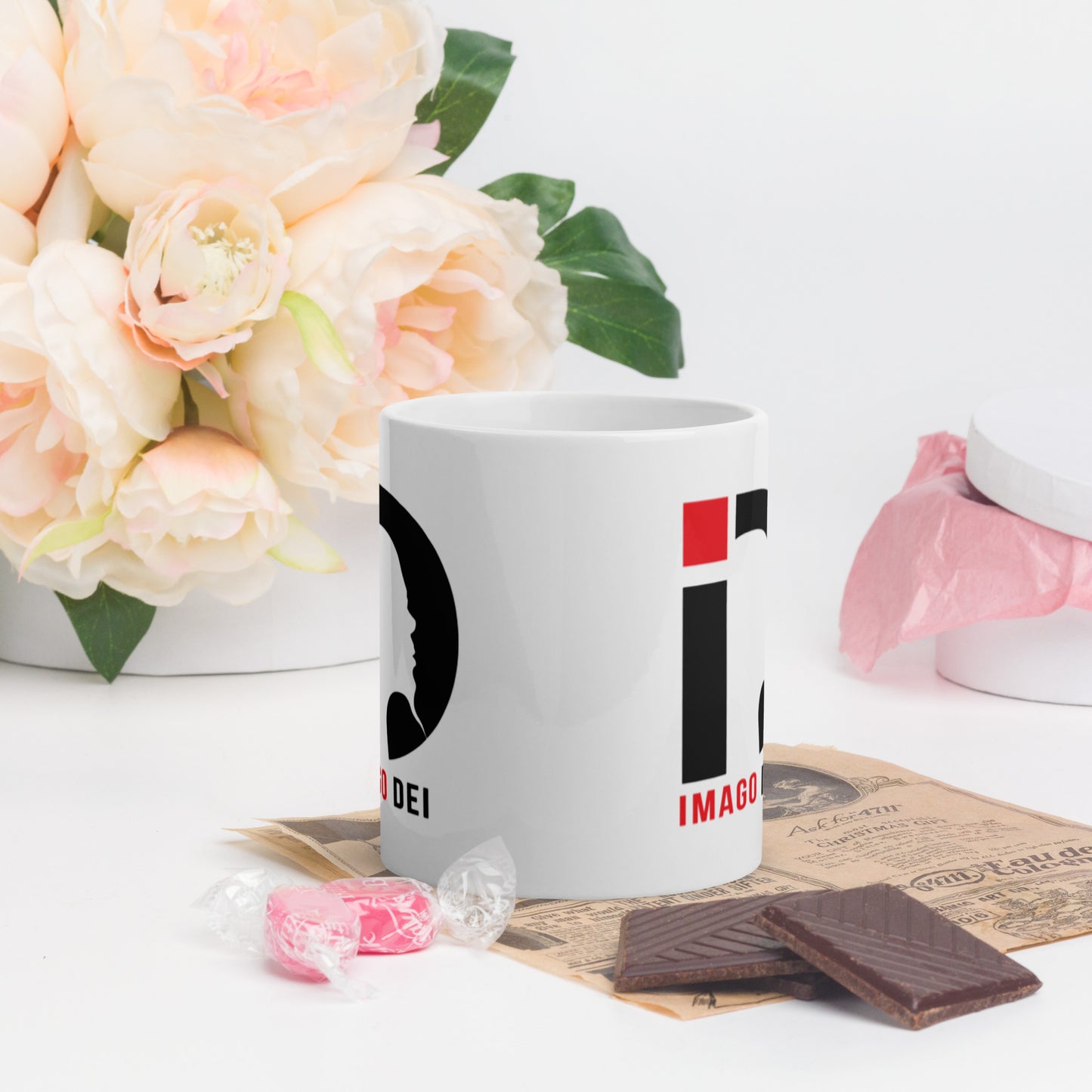 White glossy mug