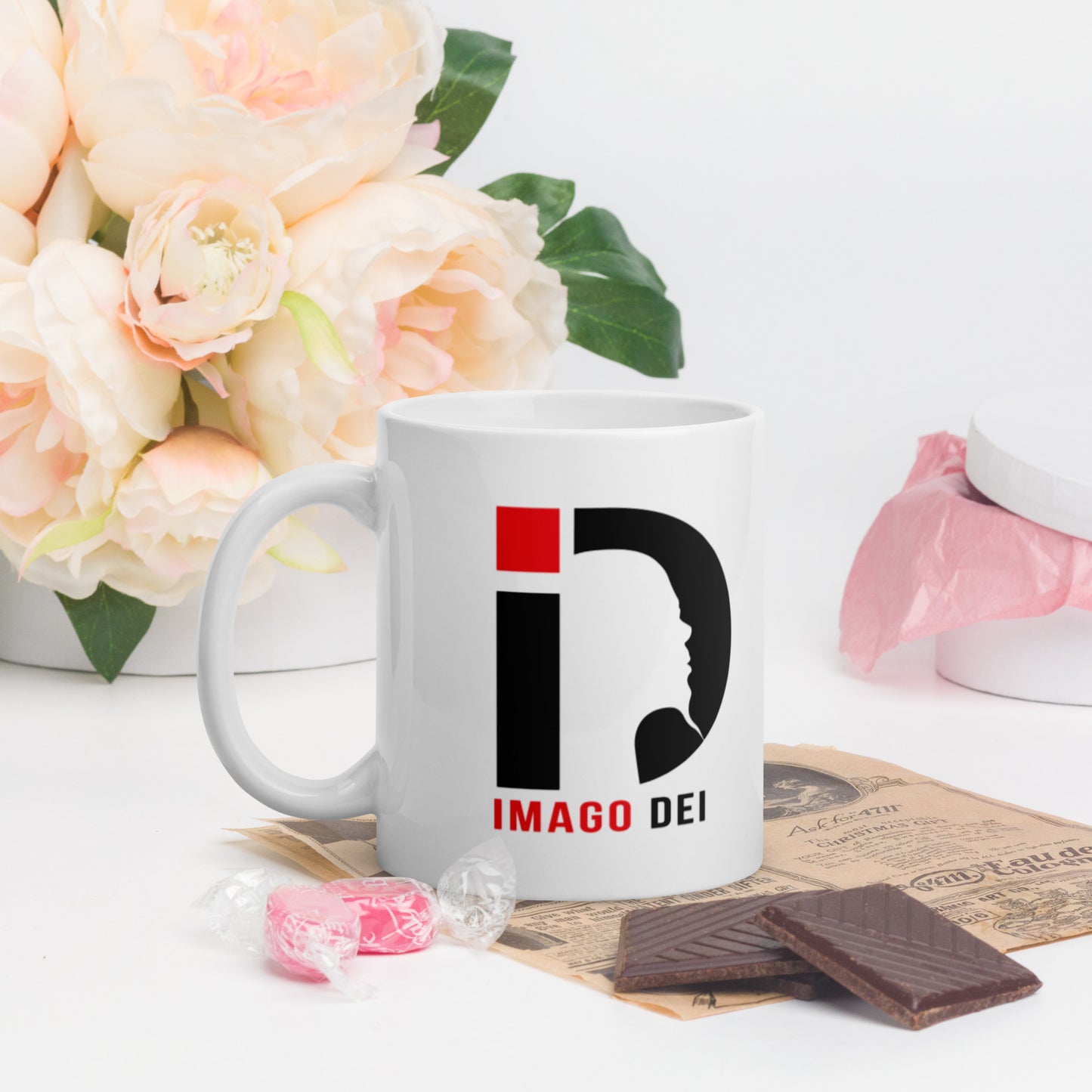 White glossy mug